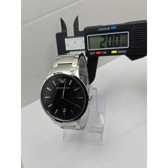 Emporio Armani Sportivo Renato 43mm Date Quartz Watch Silver Tone New Battery - Picture 7 of 13